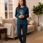 Petrol blue star print pyjama