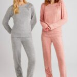 Leaf embroidery pyjama