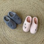 Teddy bear embroidered slipper