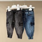 Denim cargo boy pants