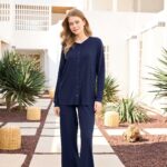 Navy rib knit pyjama
