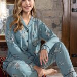 Light blue-green floral pyjama