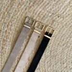Real suede belt with square buckle