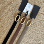 Real suede belt with oval buckle