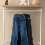 Studded wide leg jeans