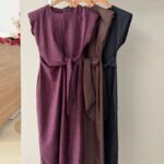 Tie waist sleeveless suede dresses