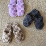 Soft checkered slippers
