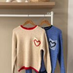 Heart pocket contrast sweater