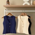 V neck tailored knit vest