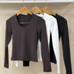 Slim fit stretch v neck top