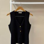 Black v neck knit vest
