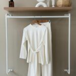 Ivory tie waist tunic & trouser set