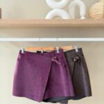 Buckle detail textured wrap skort