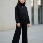 Black Zip-Up Jacket and Pants Set