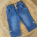 Kids Blue Denim Jogger Pants with Hearts