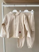 Linen-like Hooded Jacket and Jogger Set - Image 2