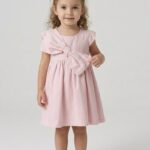 Girls Pink Dress with Large Bow