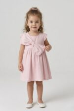 Girls Pink Dress with Large Bow
