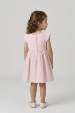 Girls Pink Dress with Large Bow - Image 4