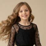 Black Sheer Star Long Sleeve Top