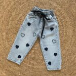 Light Wash Heart Print Jeans