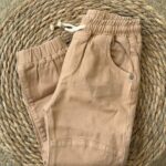 Beige Drawstring Waist Cotton Joggers