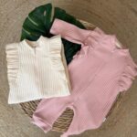 Ribbed Baby Romper With Ruffle Sleeves