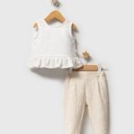 Baby White Ruffle Top and Pants Set