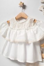 Girls Ivory Ruffle Top and Pants Set - Image 2