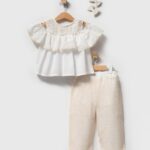 Girls Ivory Ruffle Top and Pants Set