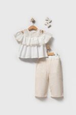 Girls Ivory Ruffle Top and Pants Set