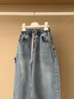 Light Wash Elastic Waist Denim Pant - Image 2
