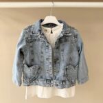 Girls Light Blue Denim Jacket With Hearts