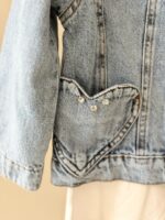 Girls Light Blue Denim Jacket With Hearts - Image 2