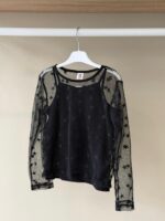 Black Sheer Star Long Sleeve Top - Image 2