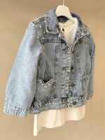 Girls Light Blue Denim Jacket With Hearts - Image 3