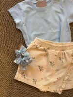 Girls Blue Top and Floral Skirt Set - Image 2