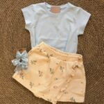 Girls Blue Top and Floral Skirt Set