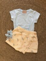 Girls Blue Top and Floral Skirt Set