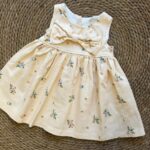 Cream Floral Baby Dress With Bow
