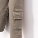 Kids Beige Corduroy Cargo Pants - Image 2