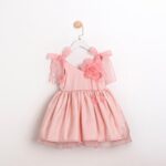 Girls Pink Floral Bow Dress
