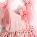 Girls Pink Floral Bow Dress - Image 2