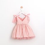 Girls Pink Floral Bow Dress - Image 3