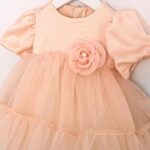 Peach Tulle Baby Dress With Flower