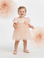Peach Tulle Baby Dress With Flower - Image 3
