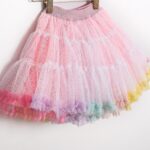 Girls Rainbow Tulle Ruffle skirt - Image 2