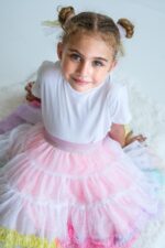 Girls Rainbow Tulle Ruffle skirt