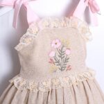 Girls Beige Lace Tulle Dress - Image 2