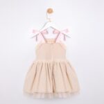 Girls Beige Lace Tulle Dress - Image 3